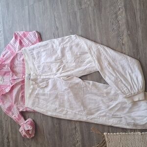 Bebe 8, crop ankle linen double layer w pockets